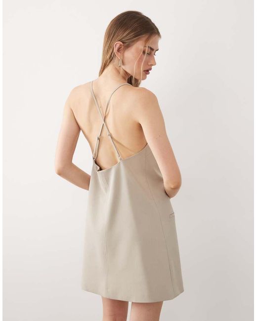 ASOS Natural Low Back Tailored Mini Dress