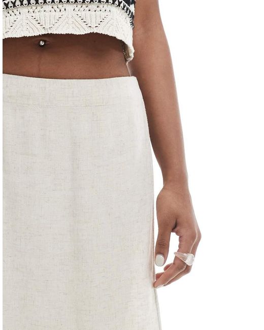 Pieces White Linen Touch Mini Skirt