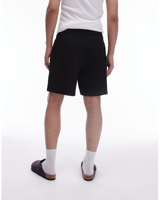 Topman White Oversized Fit Jersey Shorts With Crinkle Plisse Texture for men