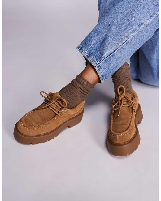 Steve Madden Blue Offsetter Lace Up Chunky Loafers