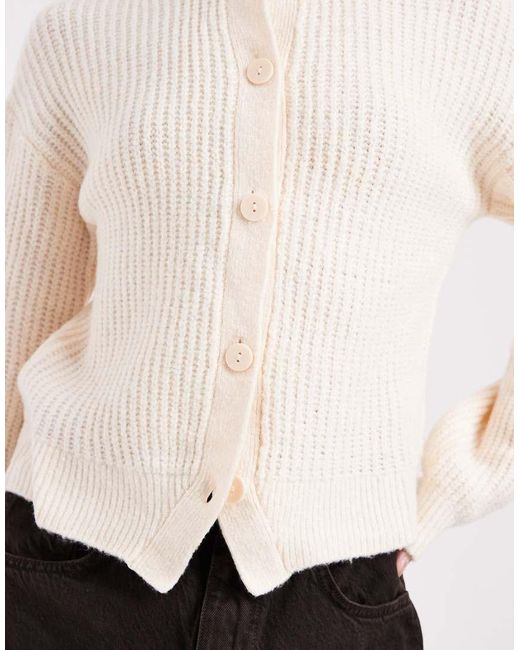 Miss Selfridge Natural Chunky Rib Crew Neck Cardigan