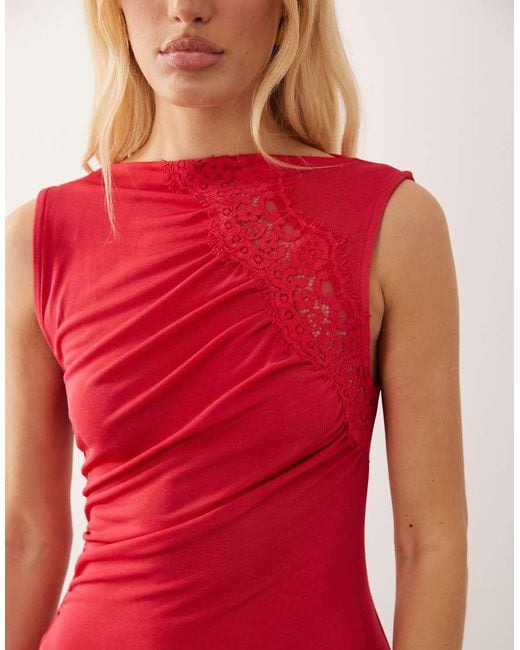 River Island White Lace Trim Asymmetric Top