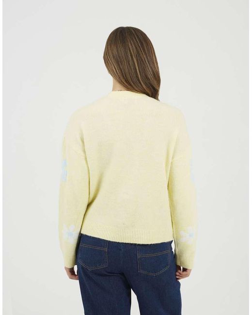 Brave Soul Natural Soft Flower Jacquard Knitted Cardigan