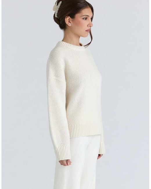 House Of Cb Natural Bear Ivory Wool Chunky Knit Sweater
