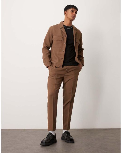 Pantalones De Vestir Marrones Sin Cierres De Corte Tapered De Canalé De (Parte De Un Conjunto)-Marrón ASOS de hombre de color Brown