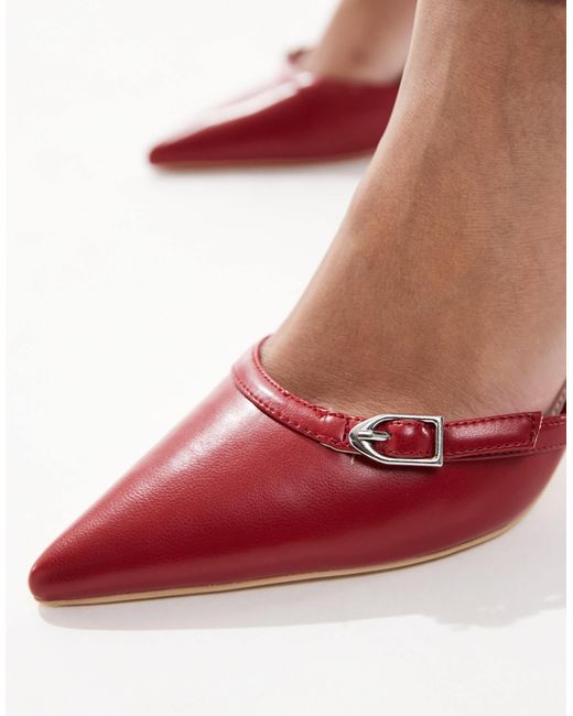 Raid White Bexlie Kitten Heeled Shoes With Buckle