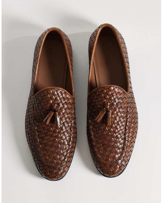 ASOS Brown Slim Loafers With Tassel for men