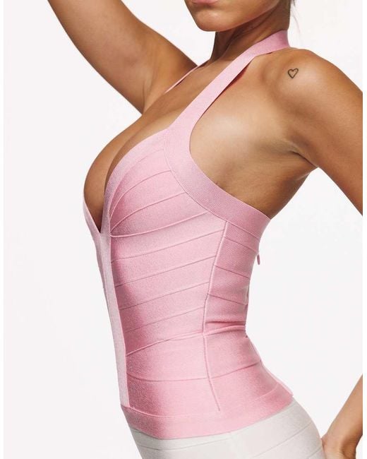 House Of Cb Pink The Contour Lychee Sculpting Halter V Waist Bandage Top