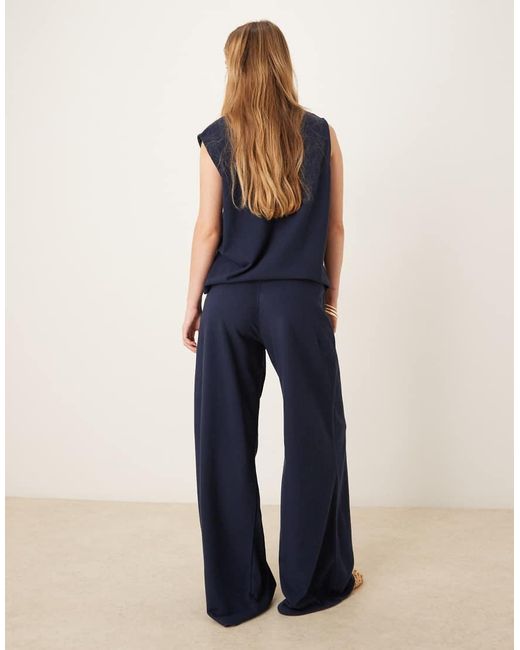 ASOS Blue Textured Knit Wide Leg Co-Ord Trouser