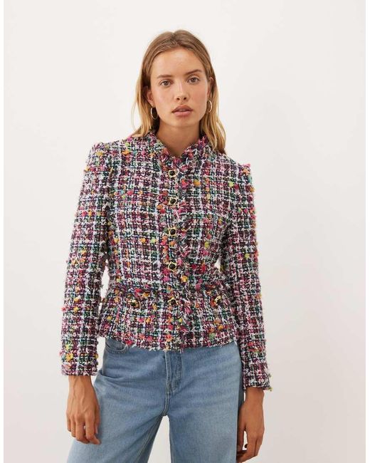 Sister Jane Red Ara Tweed High Collar Jacket