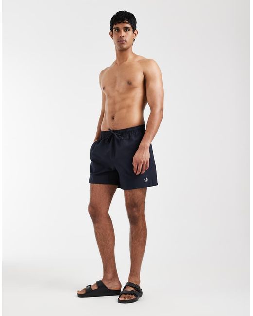 Fred Perry Blue Drawstring Logo Swim Shorts for men