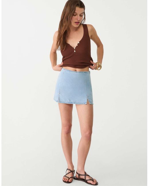 Stradivarius Blue – mini-jeansrock