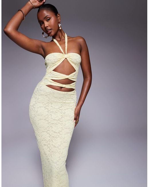 Murci Yellow – exklusives maxikleid aus spitze