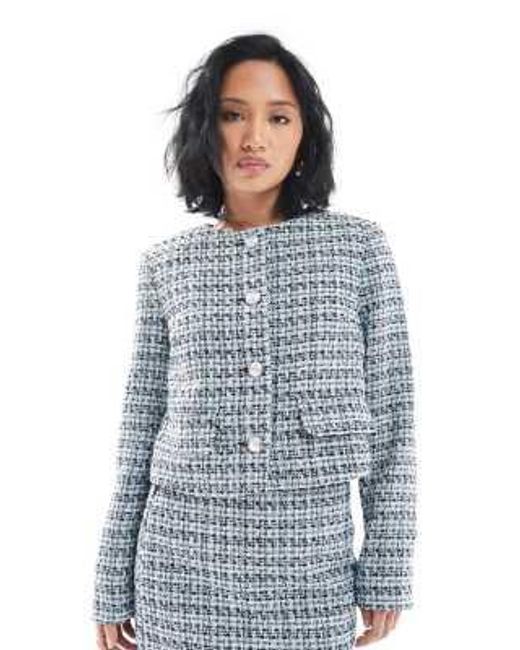 New Look Blue Cropped Boucle Jacket Co-ord