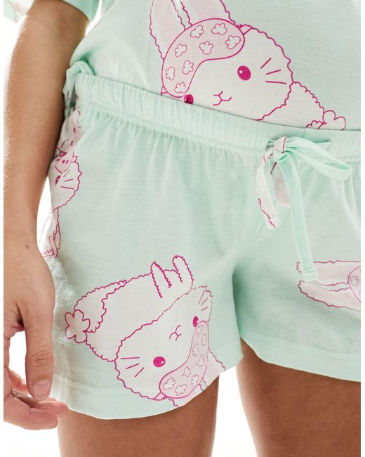 ASOS White Maternity Bunny Oversized Tee & Short Pyjama Set