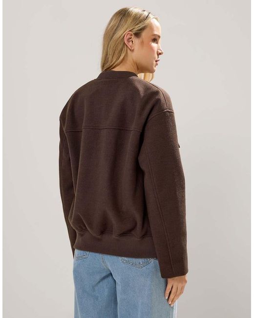 Long Tall Sally Brown Brushed Pocket Bomber Jacket