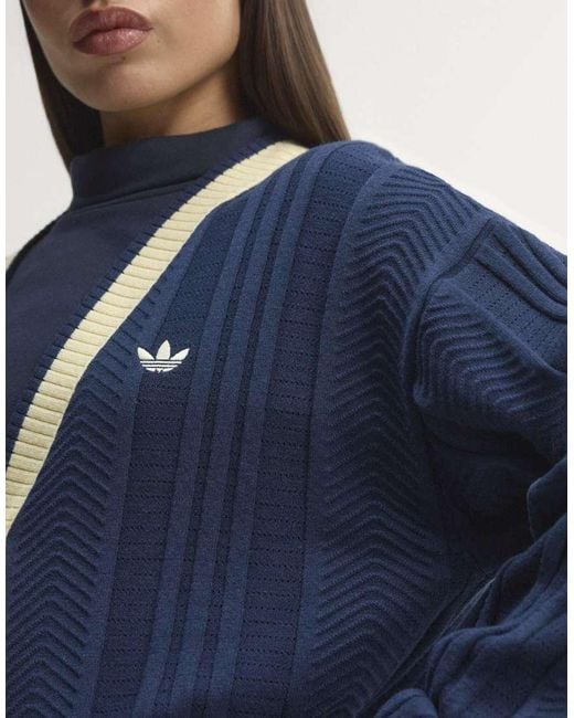 Adidas Originals Blue Cable Knit Cardigan