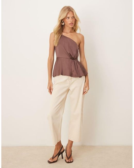 ASOS Brown One Shoulder Satin Cami Top