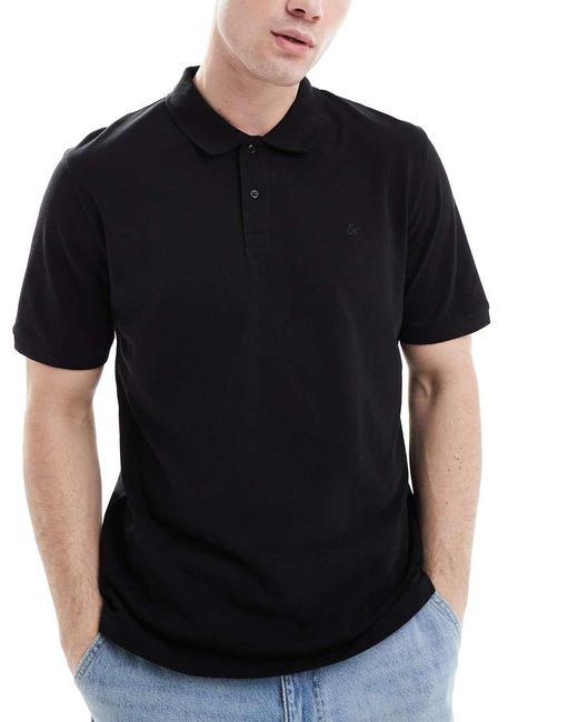 Pack De 3 Polos De Color Blanco, Negro Y Azul Marino De Corte Slim De Jack & Jones de hombre de color Blue