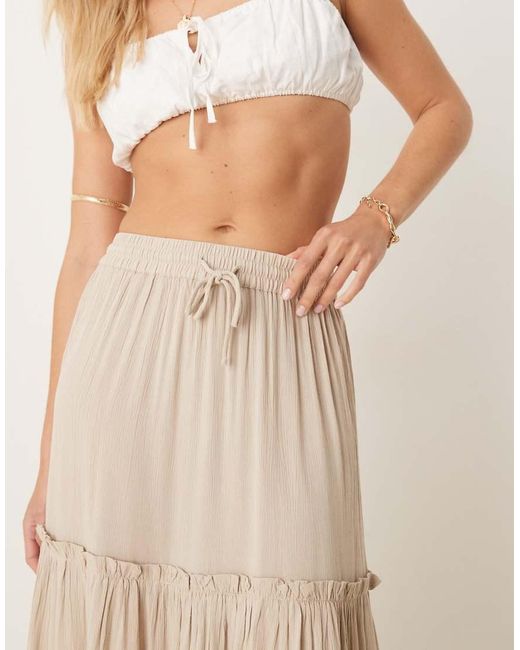 Vila Natural Tiered Boho Maxi Skirt