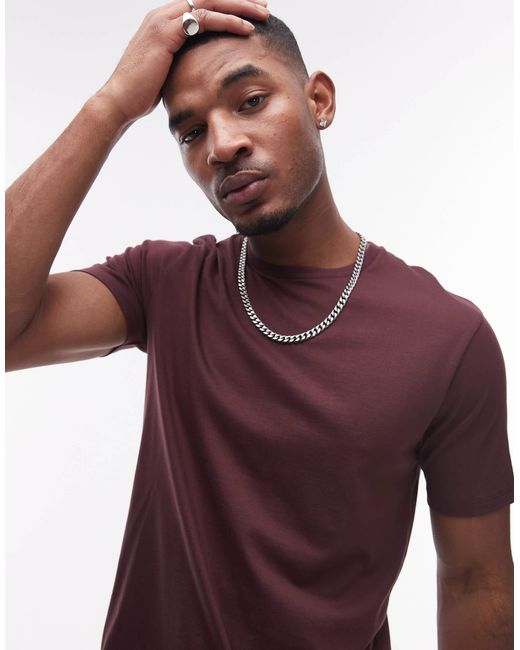 Topman – t-shirt mit regulärer passform in Purple für Herren