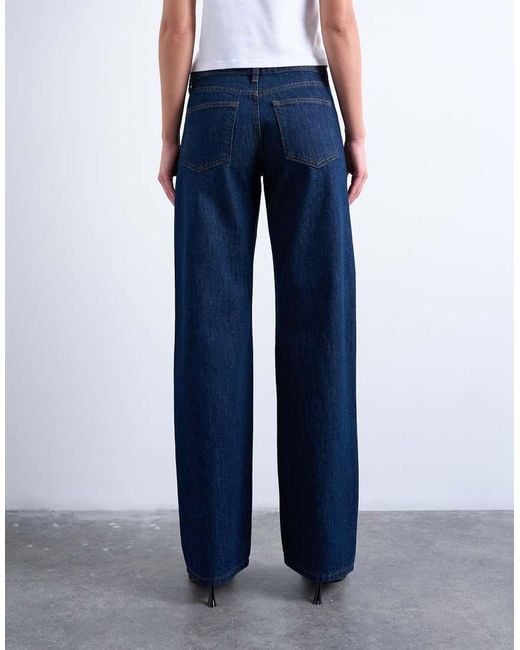 TOPSHOP Blue Ember Low Rise Straight Leg Jean