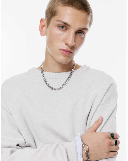 Pull&Bear – weicher strickpullover in White für Herren