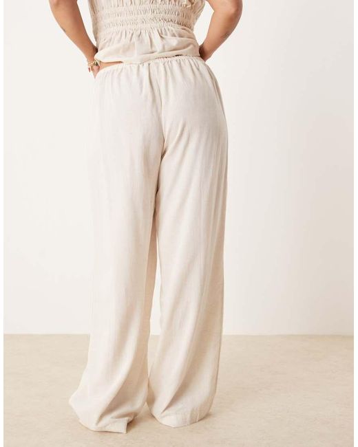 ASOS Natural Asos Design Curve Belle Beach Wide Leg Pants With Linen