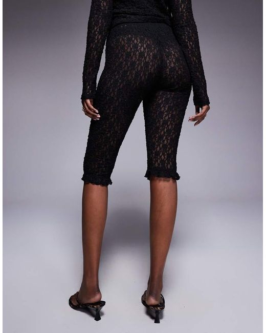 ASOS Blue Co-Ord Lace Capri Pants With Ruffle Edge