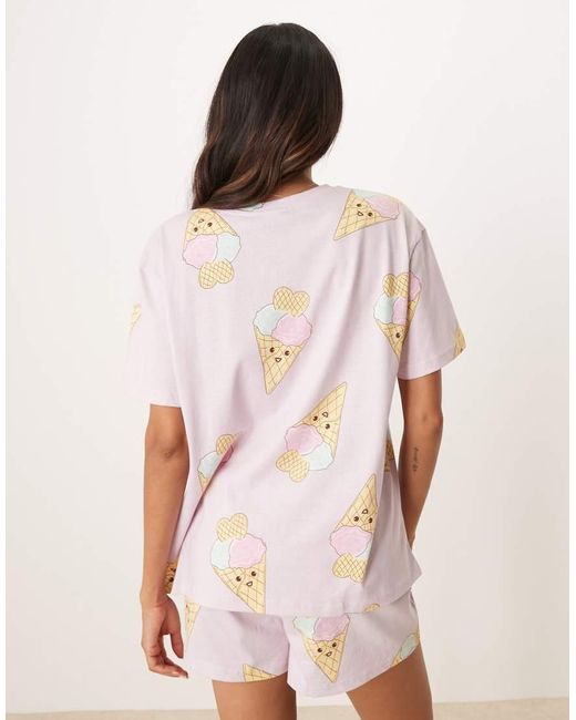 ASOS Pink Asos Design Maternity Ice Cream Oversized Tee And Shorts Pajama Set