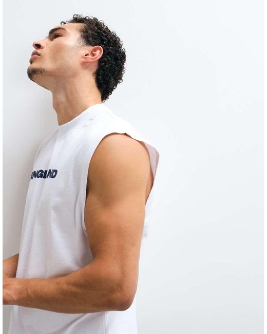 ASOS White Oversized Tank With England Graphic for men