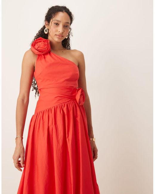 Forever New Red Cut-Out Rosette Cotton Dress