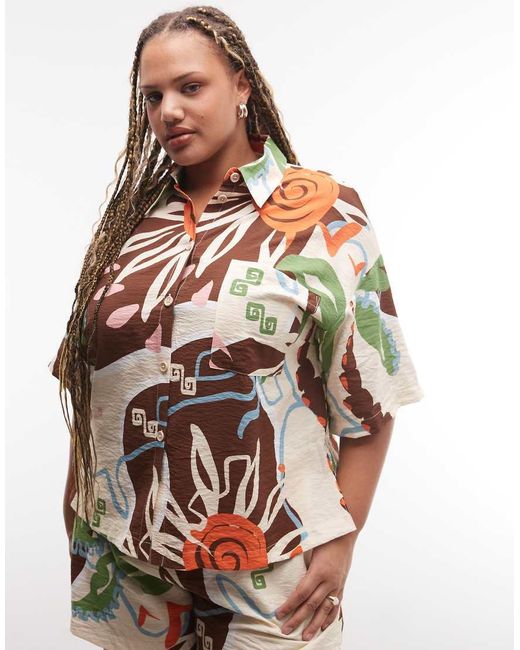 ASOS Multicolor Asos Design Curve Short Sleeve Shirt Co-ord