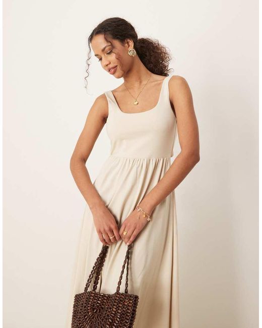 ASOS Natural Square Neck Micro Bust Maxi Dress