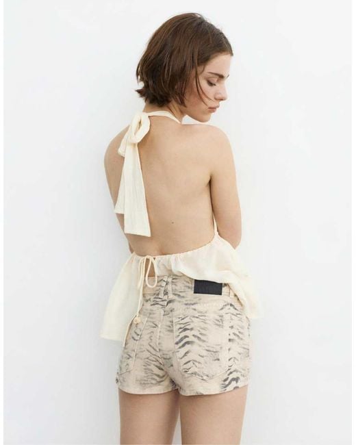 Pull&Bear Mini Short Met Luipaardprint in het Natural