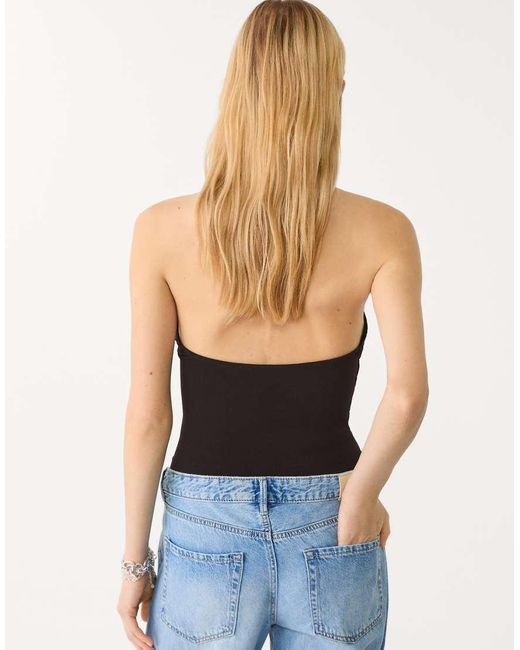 Stradivarius Body Met Gedrapeerde Halslijn in het Black