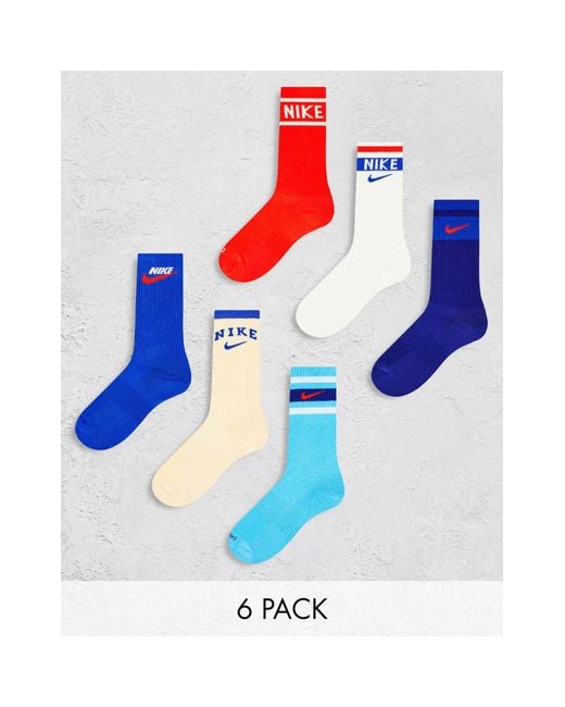 Nike Blue Everyday Plus 6-pack Retro Socks
