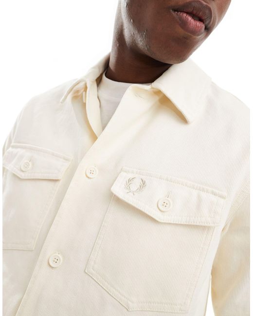 Fred Perry White Cord Overshirt for men