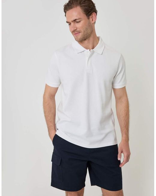 Threadbare White Regular Fit Textured Cargo Shorts for men