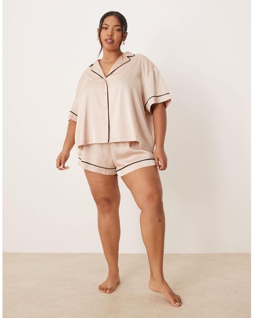ASOS Natural – oversize-pyjama aus satin