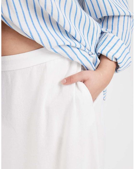 Vero Moda White Linen Touch Midi Skirt