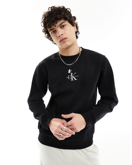 Calvin Klein Black Monologo Sweatshirt for men