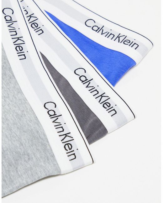 Calvin Klein – 3er-pack unterhosen aus stretch-baumwolle mit niedrigem bund, verschiedene farben in Blue für Herren