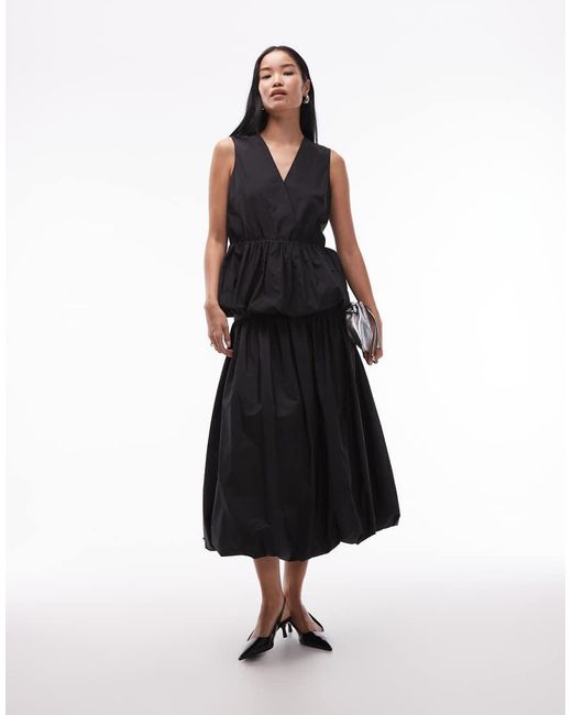 ARKET Black Co-ord Cotton Rich Bubble Hem Maxi Skirt
