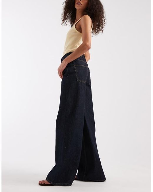 ASOS Blue High Waist Straight Wide Leg Jeans