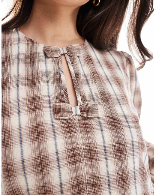 Wednesday's Girl Natural Check Smock Midaxi Dress