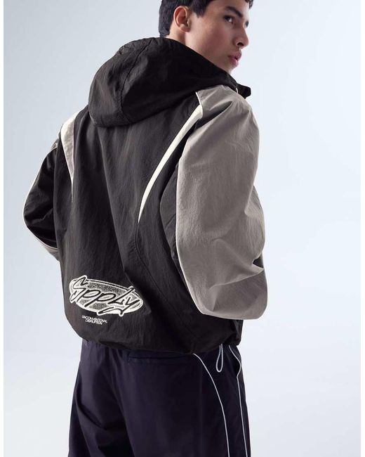 Bershka Blue Colour Block Technical Jacket for men