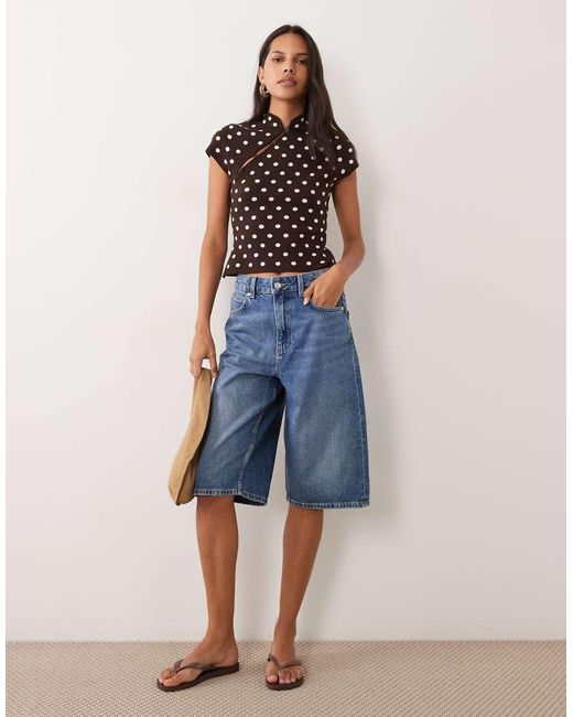 Miss Selfridge Black Knit Mandarin Collar Top