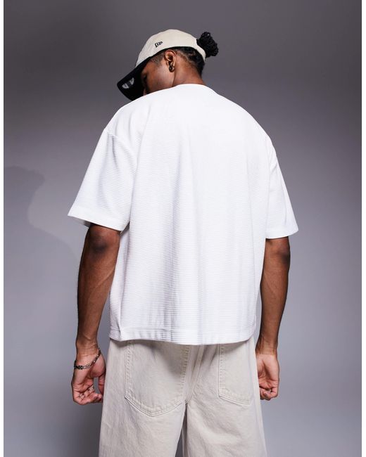 ASOS White Super Heavyweight Oversized Boxy T-shirt With Ribbed Fabric for men