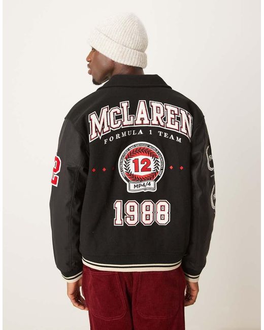 Abercrombie & Fitch Gray Mclaren Varsity Wool Bomber for men